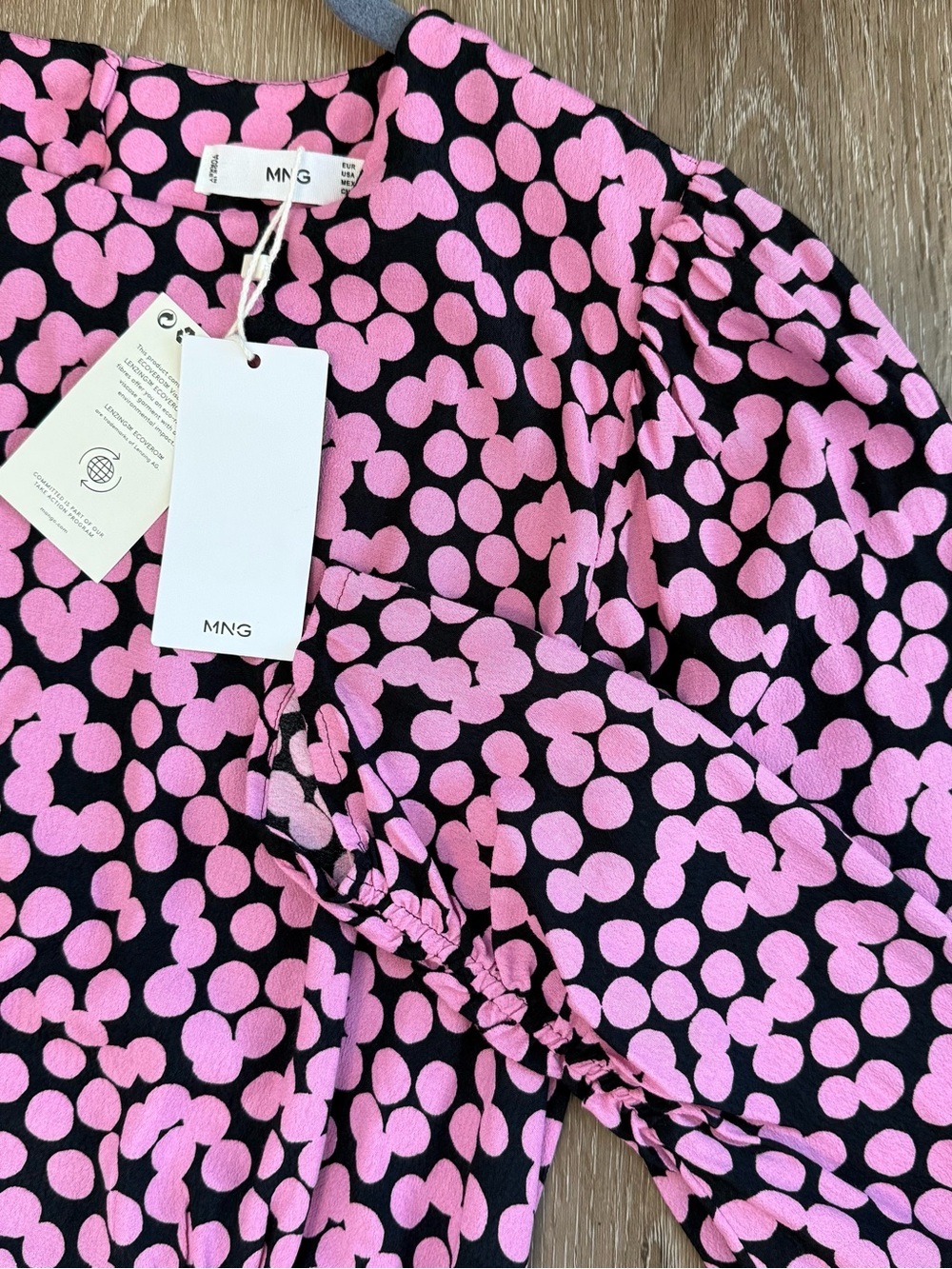 Mango Pink and Black Polka Dot Maxi Dress - Picture 4 of 4